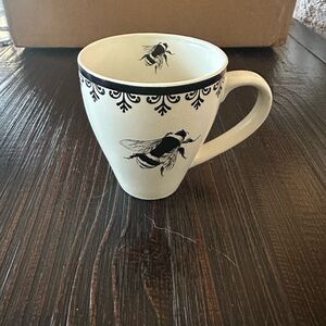Cost Plus World Market Black and White Bee Ceramic Mug